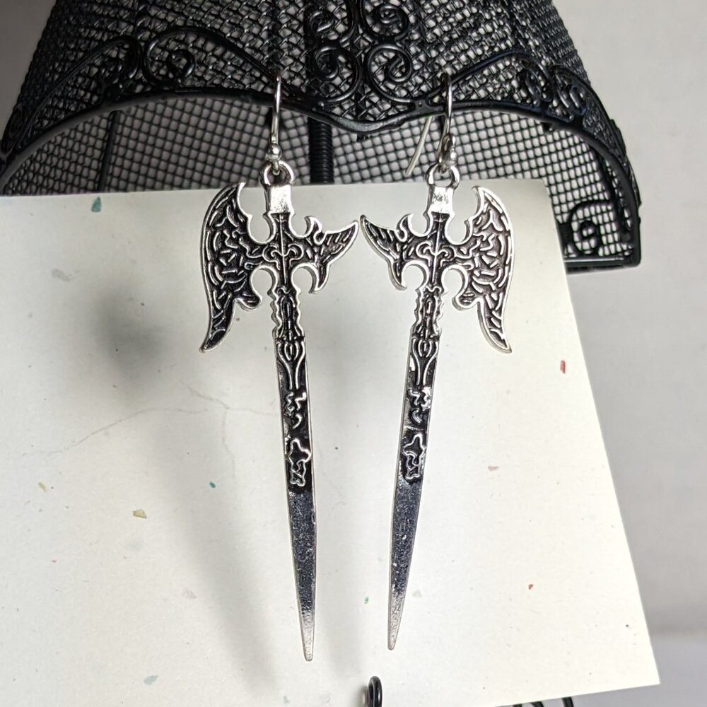 Hand-made medieval battle axes on stainless steel ear wires. New!